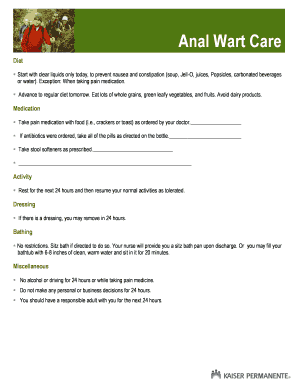 Anal Wart Care Post-Surgery Instructions