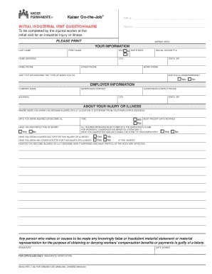 Initial Industrial Visit Questionnaire