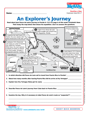 Reading a Map Worksheet