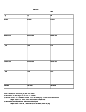 Food Diary for Child