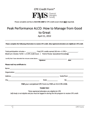 CPE Credit Form