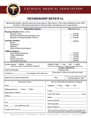 Catholic Medical Association Membership Renewal Form
