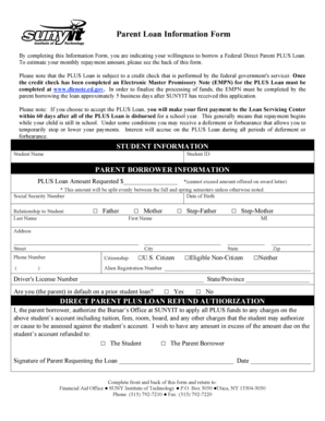 Parent PLUS Loan Information Form