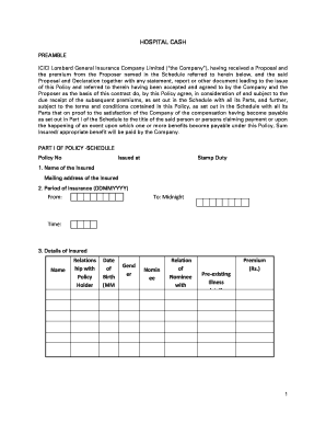Hospital Cash Insurance Policy
