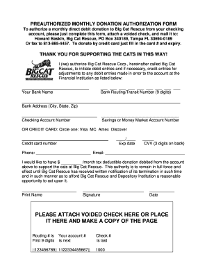 Preauthorized Monthly Donation Authorization Form