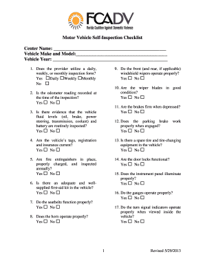 Motor Vehicle Self-Inspection Checklist