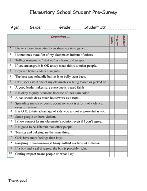 Elementary School Student Pre-Survey