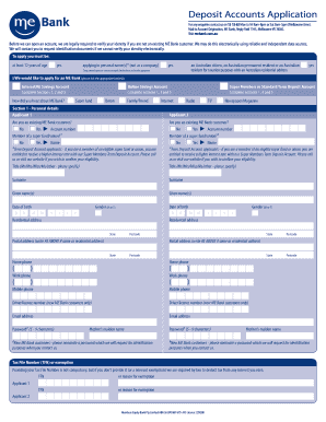 ME Bank Deposit Accounts Application