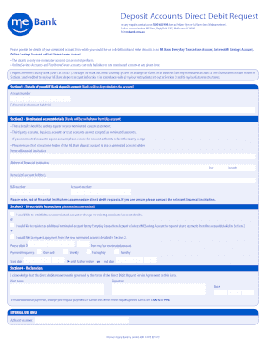 ME Bank Direct Debit Request Form