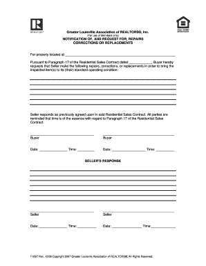 Notification of Repairs Request