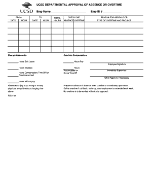 UCSD Departmental Approval of Absence or Overtime