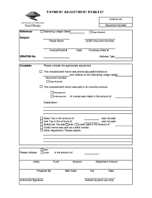 Payment Adjustment Request Form