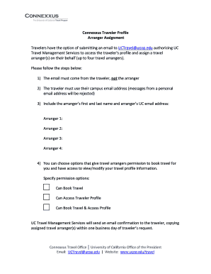 UC Travel Arranger Assignment Form