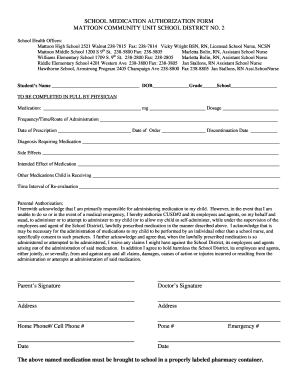 School Medication Authorization Form