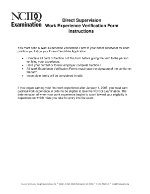 Work Experience Verification Form