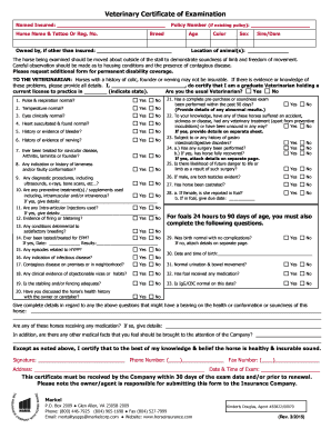Veterinary Certificate of Examination