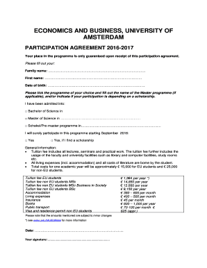 University of Amsterdam Participation Agreement