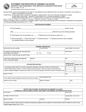 Indiana Solar/Wind/Geothermal/Hydroelectric Property Tax Deduction Form