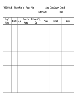 Santa Clara County Council School Form