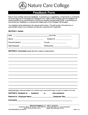 Nature Care College Feedback Form