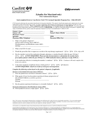 Zykadia Prior Authorization Request
