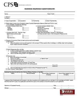 Business Insurance Questionnaire