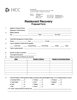 Restaurant Recovery Proposal Form