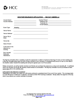 Weather Insurance Application for Wedding Events