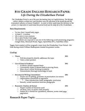 8th Grade English Research Paper