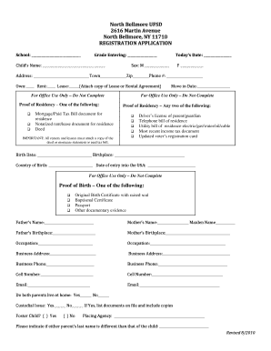 North Bellmore UFSD Registration Application
