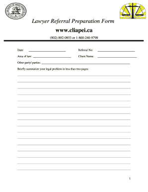 Lawyer Referral Preparation Form