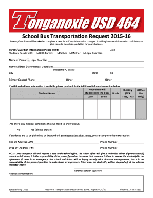 School Bus Transportation Request Form
