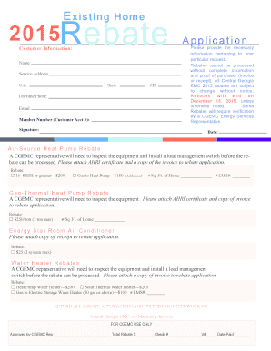 2015 Central Georgia EMC Energy Rebate Application