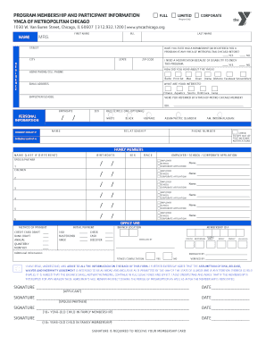 YMCA of Metropolitan Chicago Membership Application