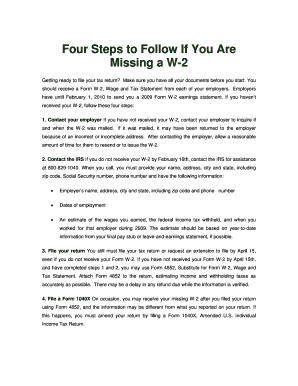 Missing W-2 Form Instructions