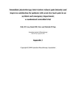 Inclusion Criteria Checklist for Acute Low Back Pain Study