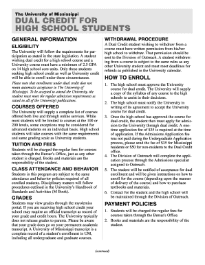 University of Mississippi Dual Credit Application
