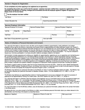 Ontario Apprentice Registration Form