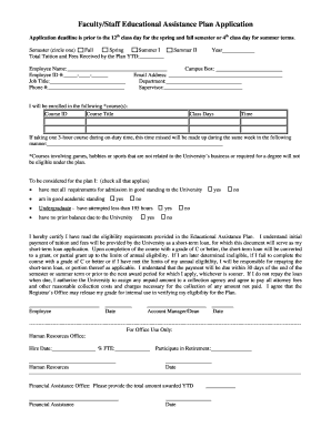 Faculty/Staff Educational Assistance Plan Application