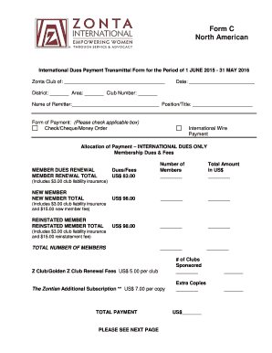 International Dues Payment Transmittal Form
