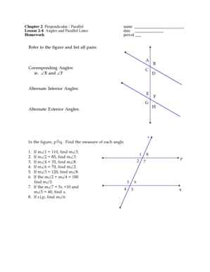 Angles and Parallel Lines Worksheet