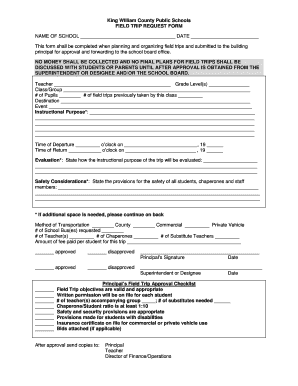 King William County Field Trip Request Form