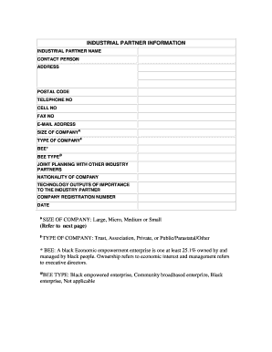 Industrial Partner Information Form