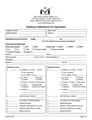 Dwelling & Habitational Fire Application