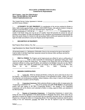 Exclusive Authorization to Sell Agreement