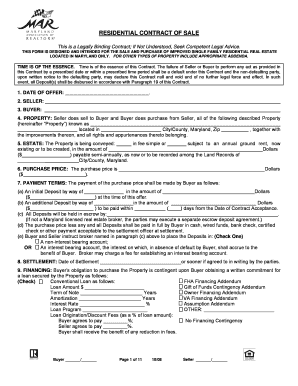 Maryland Residential Contract of Sale