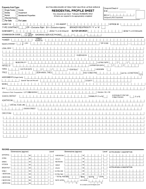 Dayton Area Board of Realtors Residential Profile Sheet