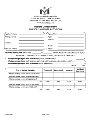 Roofers Questionnaire