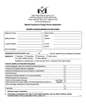 Medical Equipment Supply Stores Application