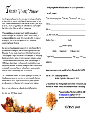 Thanksgiving Basket Donation Form